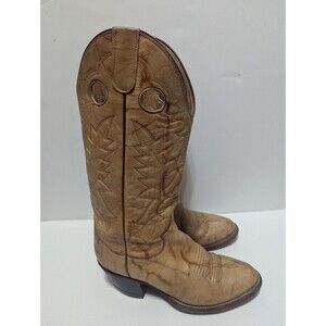 Vintage Sanders Classic Cowboy Western Boots Tan/Honey Mens Size 7.5 D